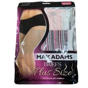 Max Adams Womens Plus Size Briefs 3 Pack Striped Cotton Blend Underwear 3XL
